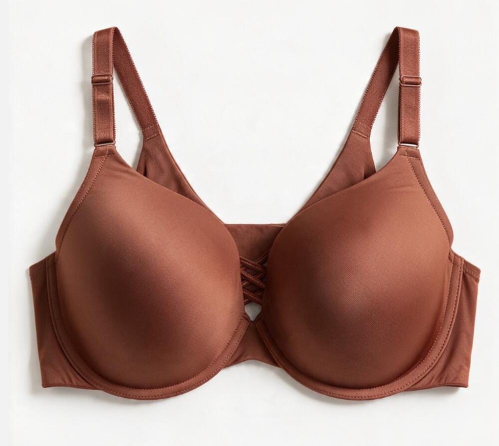 NEW Torrid 50B XO Boost Plunge Push Up Bra Toffee Brown Smooth 360 Back